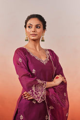 3 piece Chanderi Silk Kurta paired with a coordinated palazzo